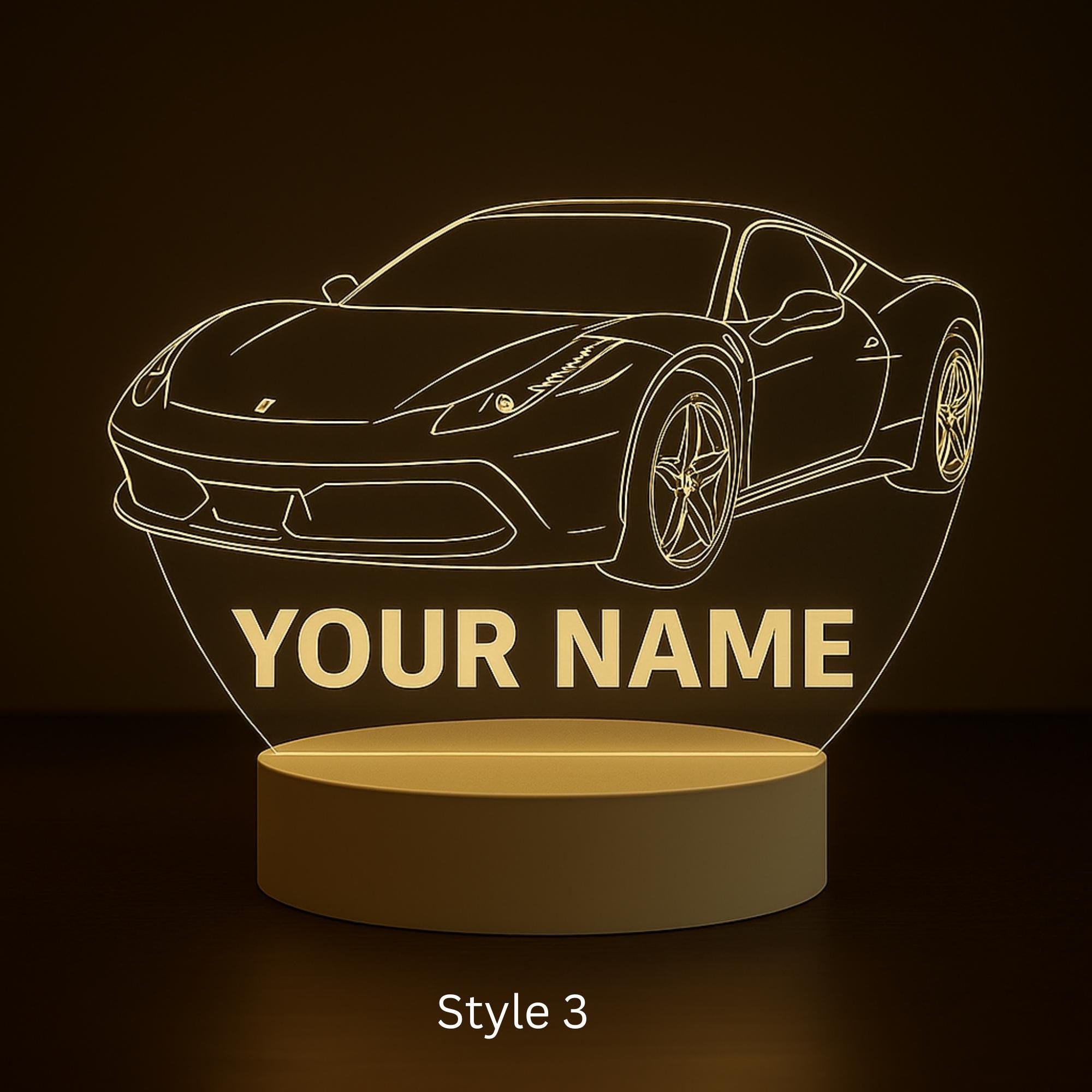 Custom Lamborghini LED Acrylic Lamp – Personalized Sports Car Night Light