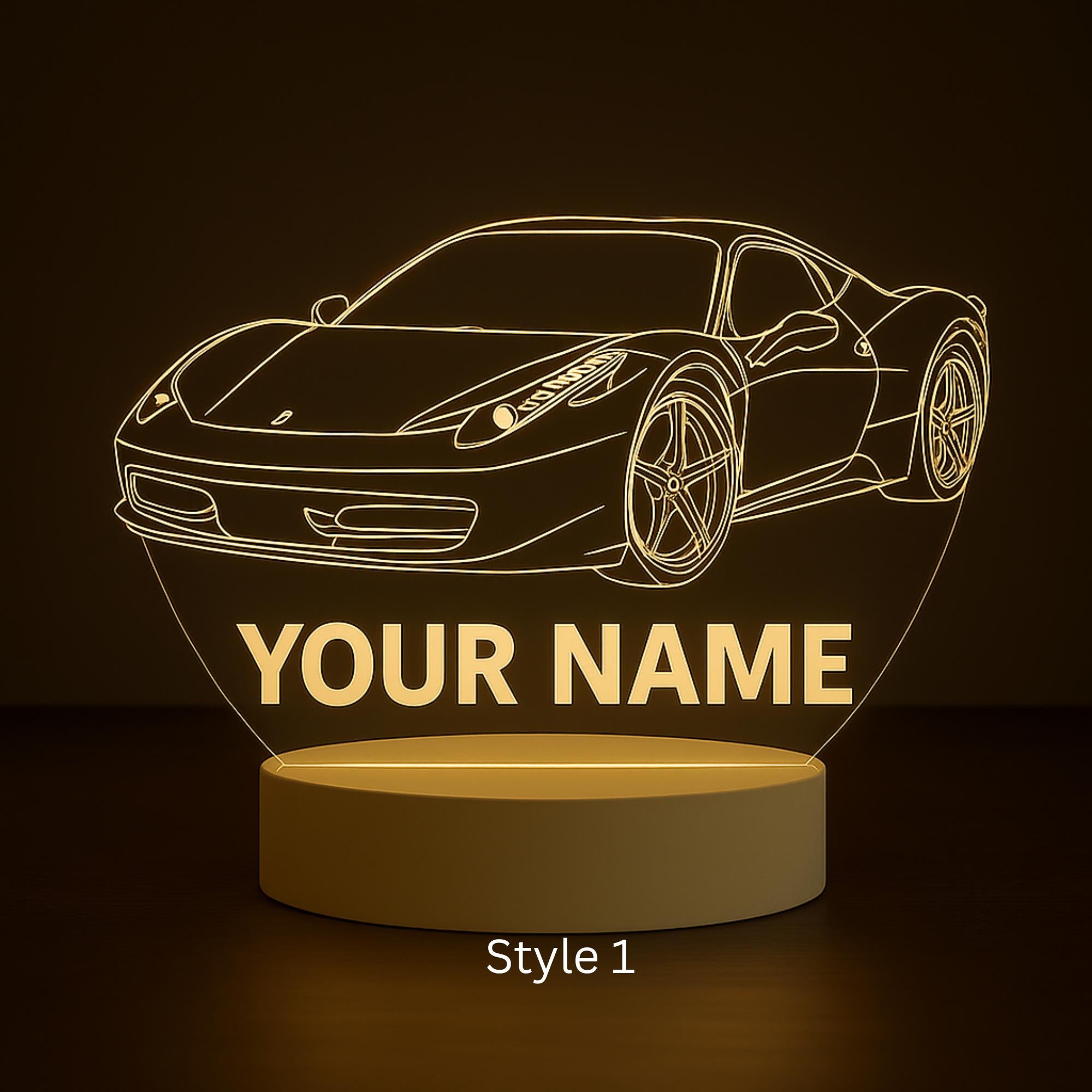 Custom Lamborghini LED Acrylic Lamp – Personalized Sports Car Night Light