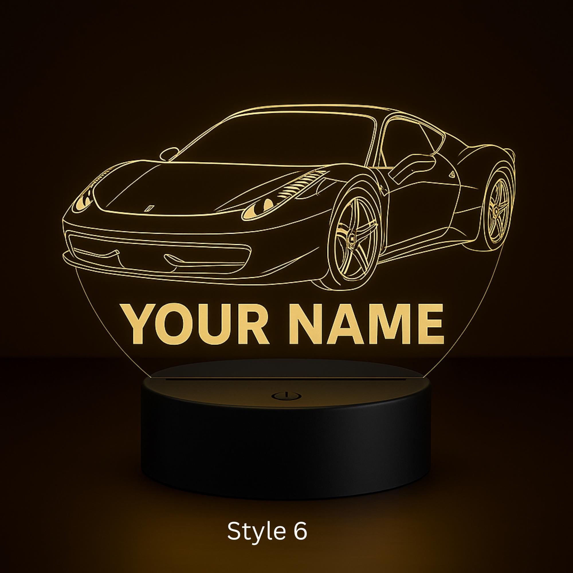 Custom Lamborghini LED Acrylic Lamp – Personalized Sports Car Night Light