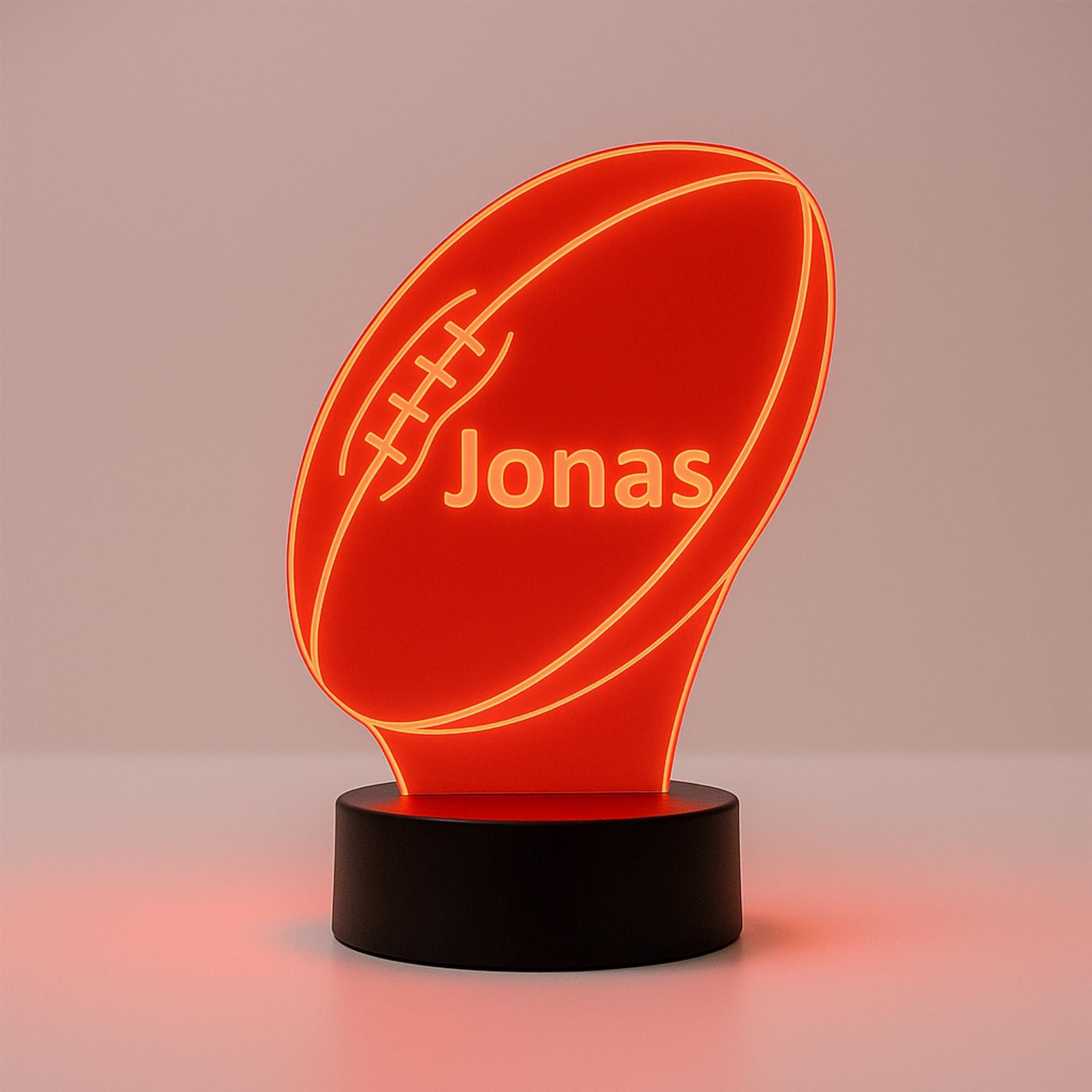 Personalized Rugby Night Light | Custom Name LED Lamp, Engraved Sports Decor