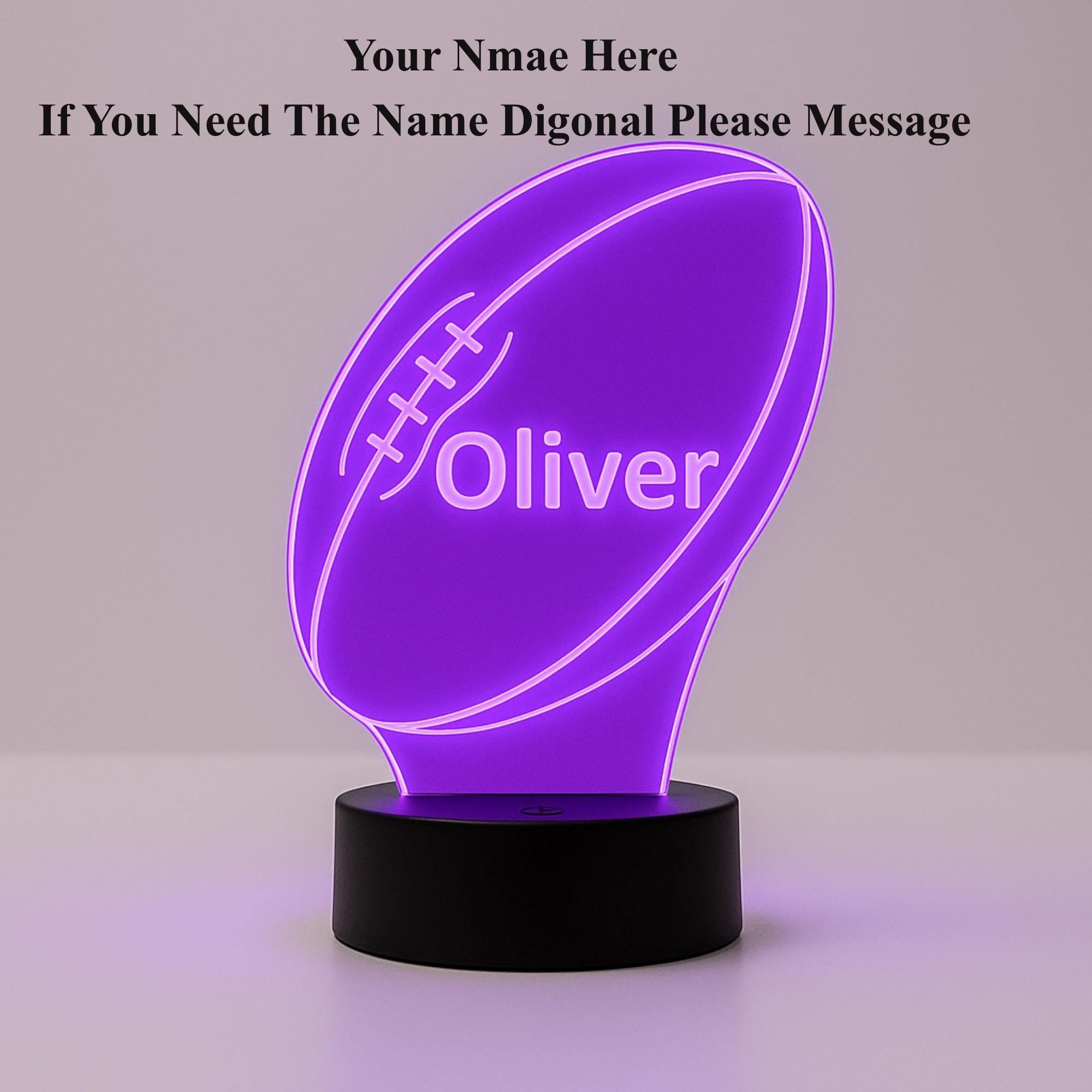 Personalized Rugby Night Light | Custom Name LED Lamp, Engraved Sports Decor