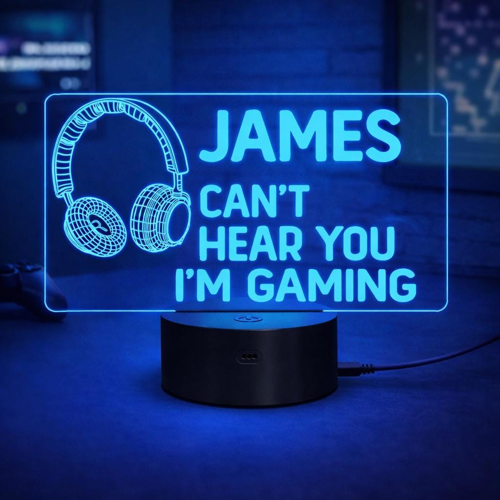 Personalized Gamer LED Night Light | Gaming Room Decor