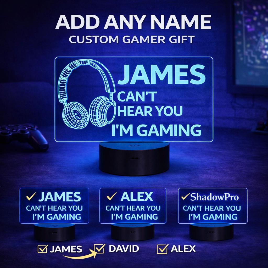 Personalized Gamer LED Night Light | Gaming Room Decor