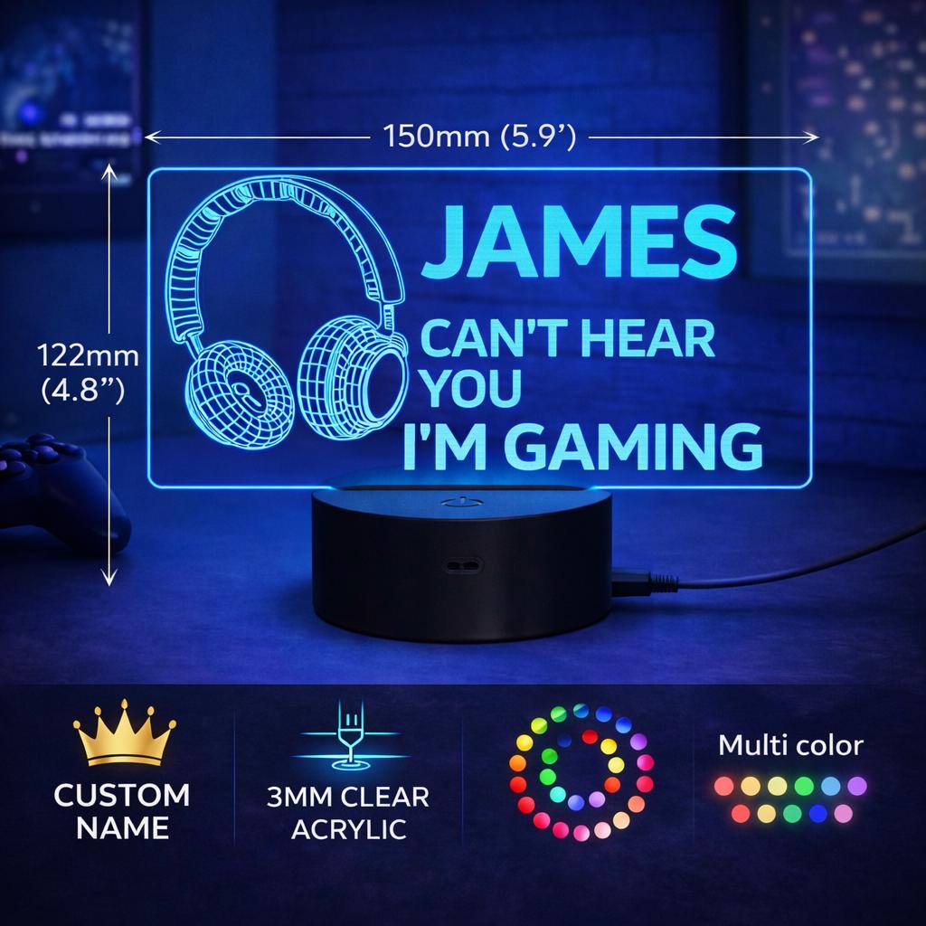 Personalized Gamer LED Night Light | Gaming Room Decor