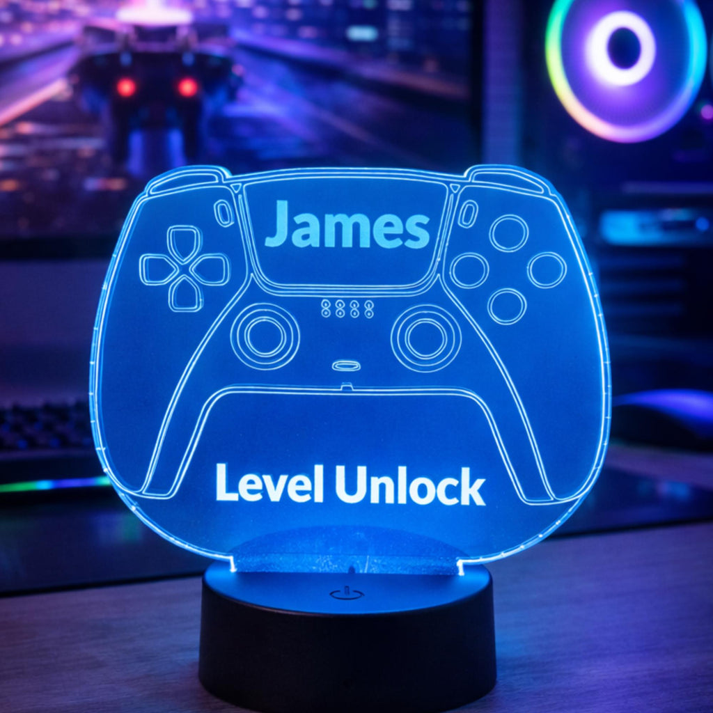 Personalised Gaming Controller LED Night Light | Custom Name & Text Gamer Lamp | Kids and Teen Bedroom Decor | Gamer Gift for Boys
