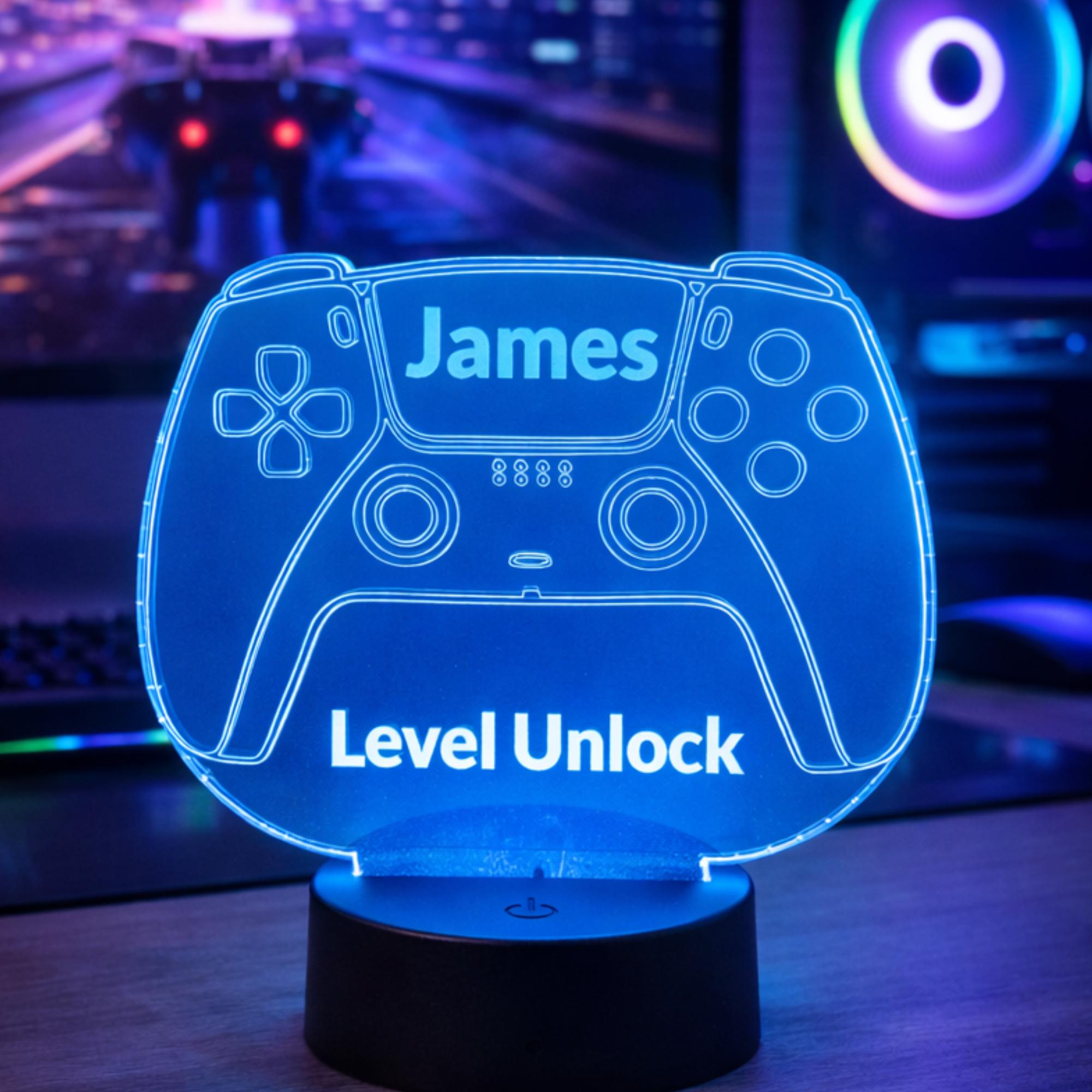Personalised Gaming Controller LED Night Light | Custom Name & Text Gamer Lamp | Kids and Teen Bedroom Decor | Gamer Gift for Boys