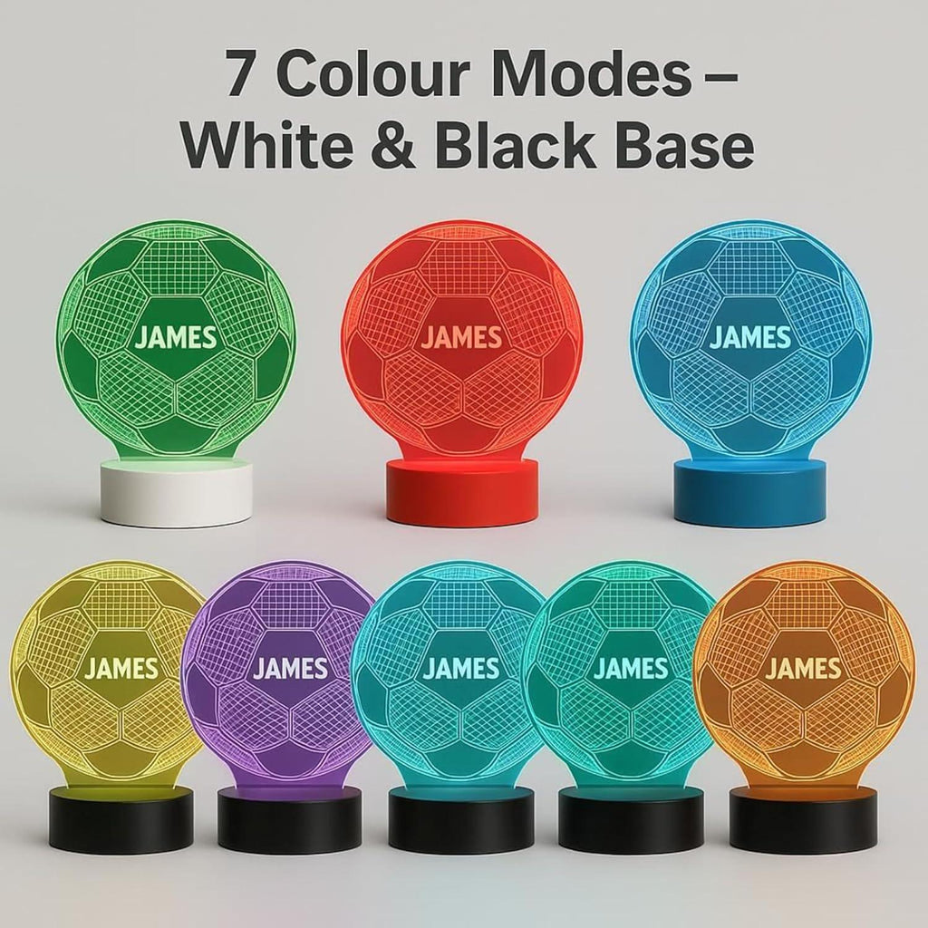Personalised Football Night Light, Custom Name LED Lamp, Bedroom Decor