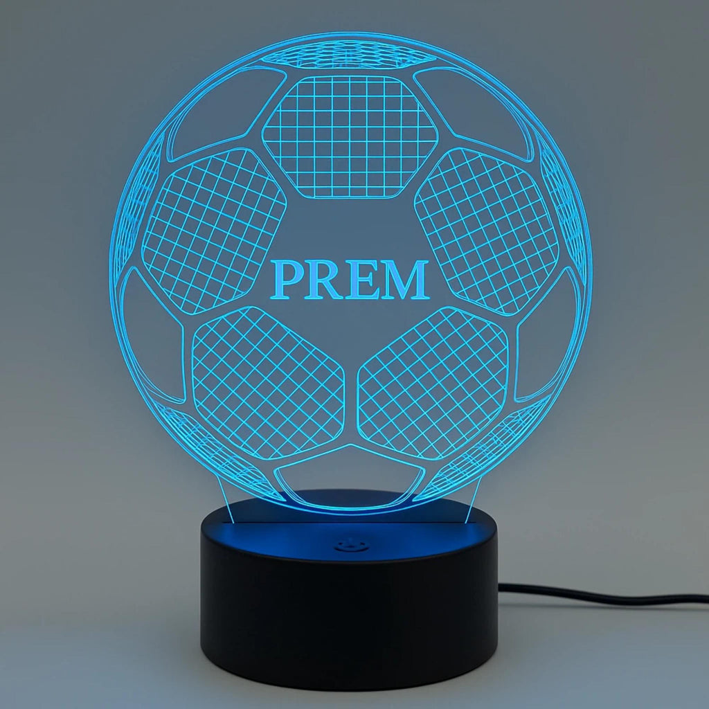 Personalised Football Night Light, Custom Name LED Lamp, Bedroom Decor