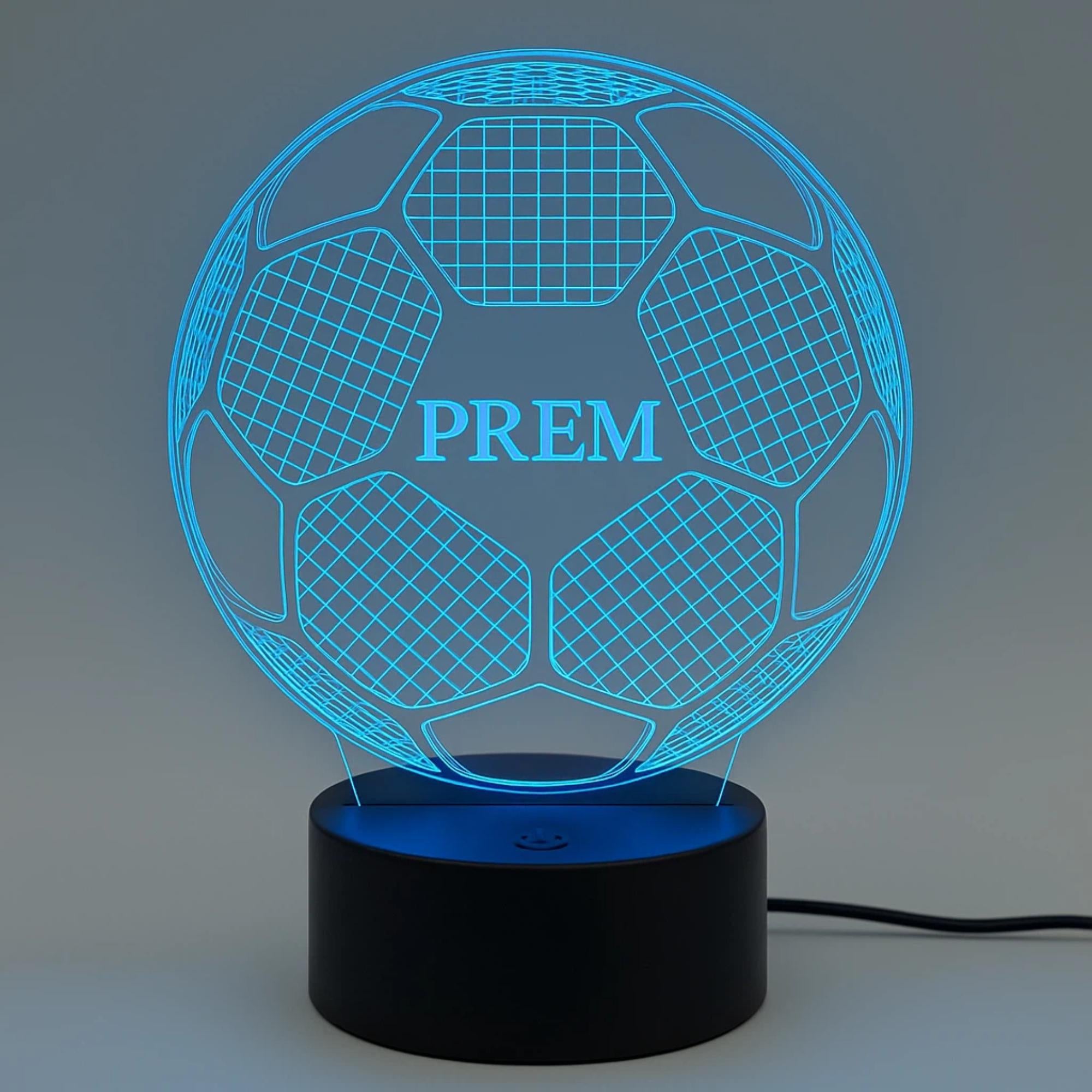 Personalised Football Night Light, Custom Name LED Lamp, Bedroom Decor