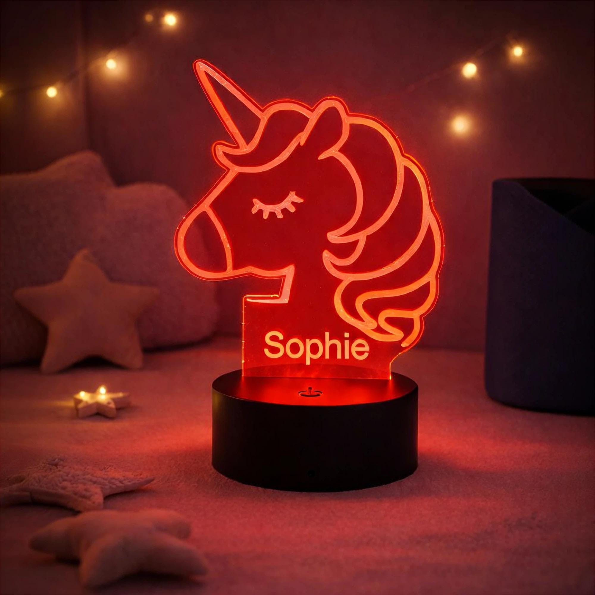 Unicorn lamp, Unicorn Light with Name, Color Changing LED Kids Lamp, Fairy Theme Gift for Girls, Custom Bedroom Light, gifts for Girls