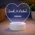 Personalized Heart LED Night Light, Custom Names Date Keepsake, Romantic Couple Gift