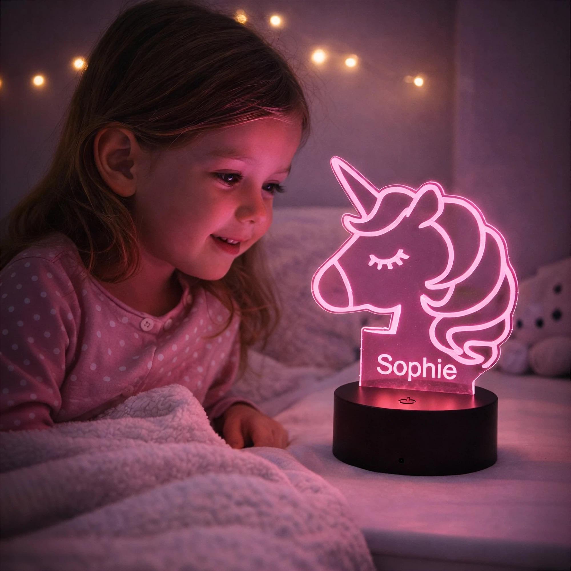 Unicorn lamp, Unicorn Light with Name, Color Changing LED Kids Lamp, Fairy Theme Gift for Girls, Custom Bedroom Light, gifts for Girls