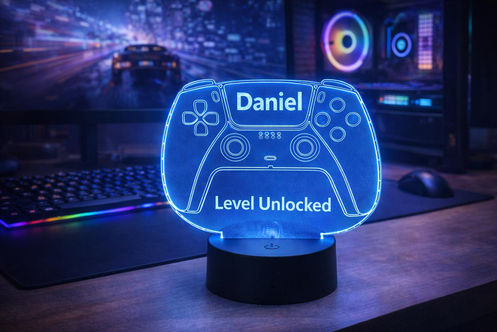 Personalised Gaming Controller LED Night Light | Custom Name & Text Gamer Lamp | Kids and Teen Bedroom Decor | Gamer Gift for Boys