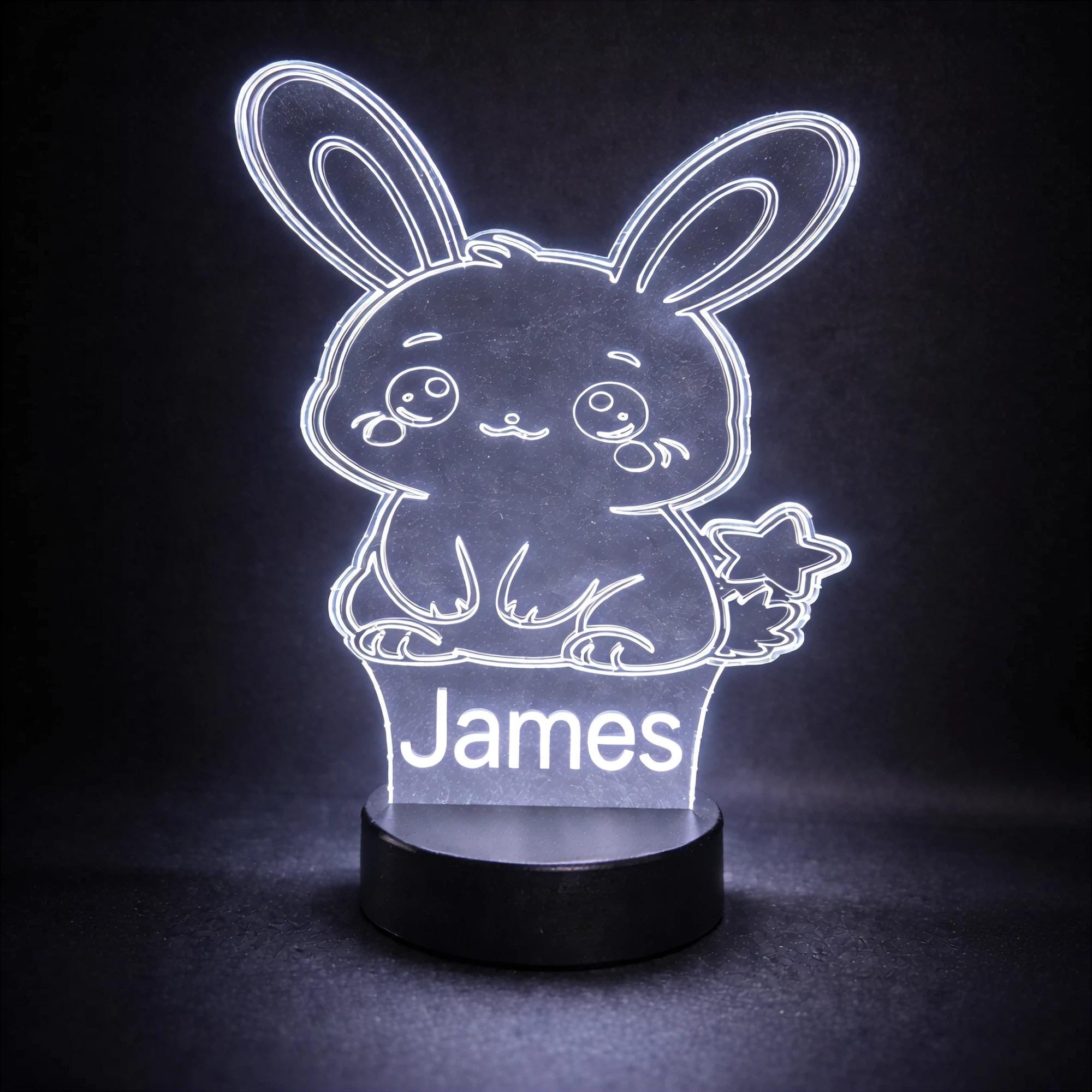 Personalized Bunny Night Light | Color Changing LED Kids Name Lamp