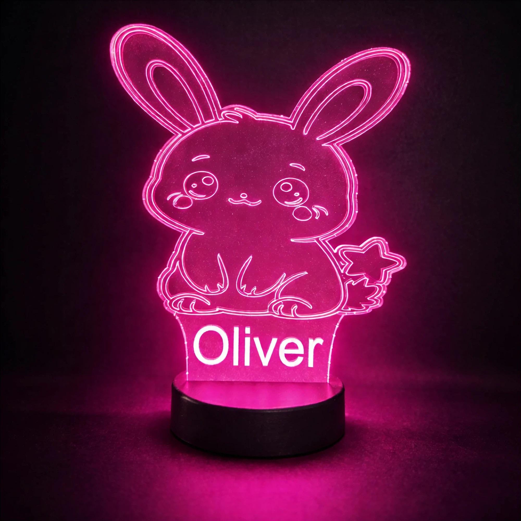 Personalized Bunny Night Light | Color Changing LED Kids Name Lamp