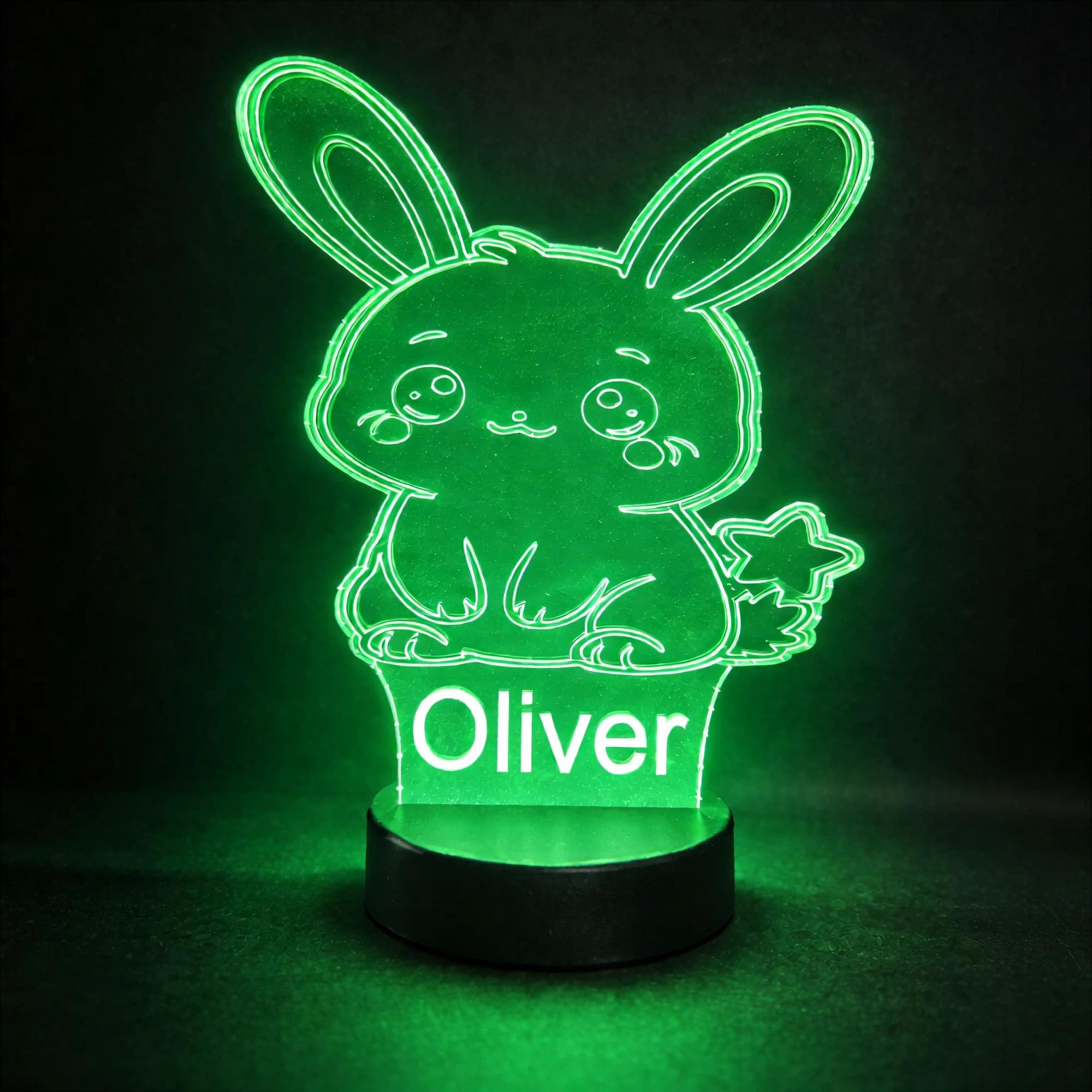 Personalized Bunny Night Light | Color Changing LED Kids Name Lamp