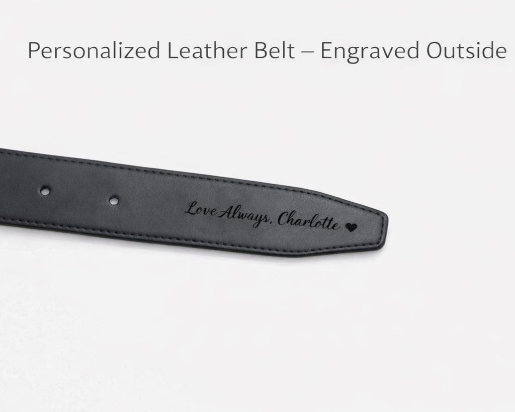 Personalized Leather Belt – Custom Engraved for Him, Valentines Day Gift