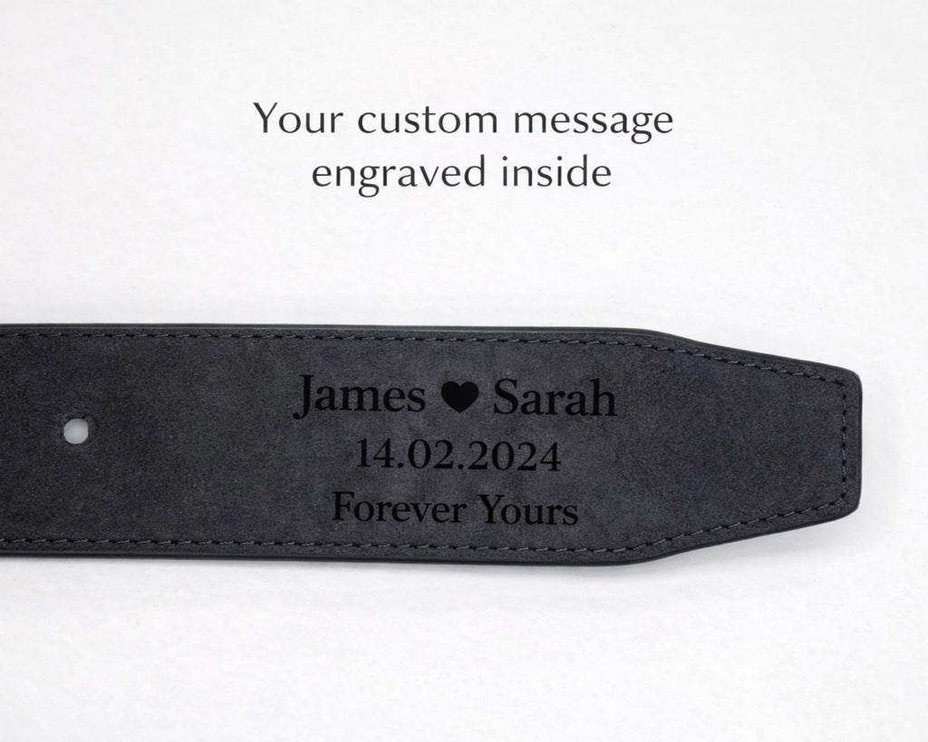 Personalized Leather Belt – Custom Engraved for Him, Valentines Day Gift