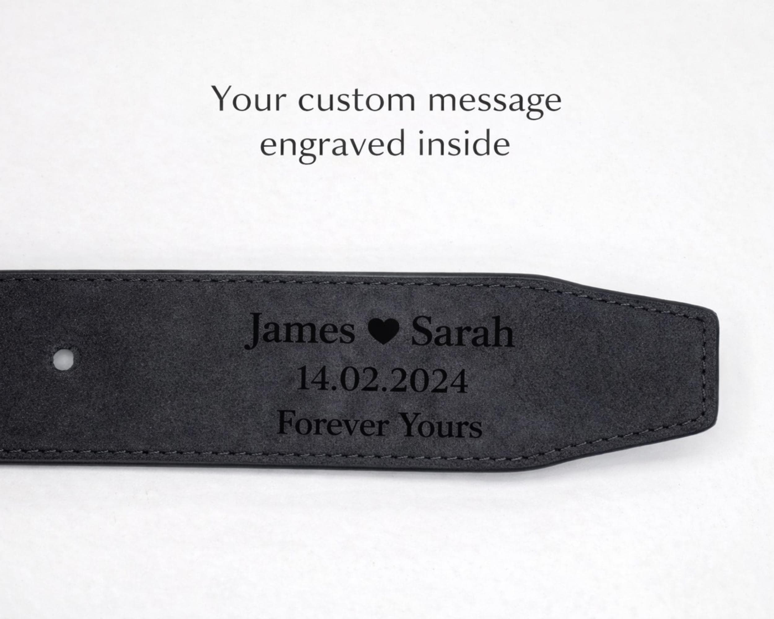 Personalized Leather Belt – Custom Engraved for Him, Valentines Day Gift