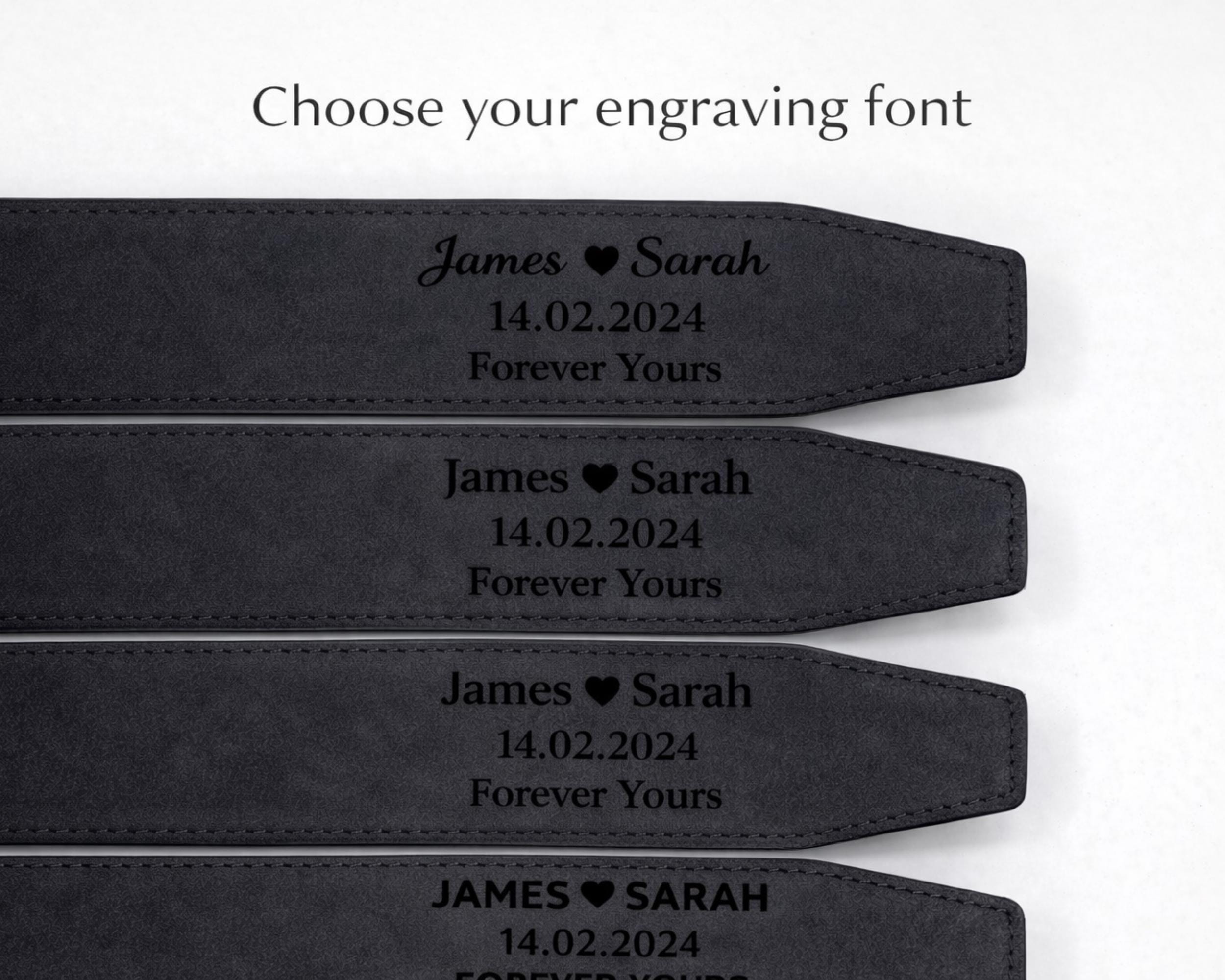 Personalized Leather Belt – Custom Engraved for Him, Valentines Day Gift