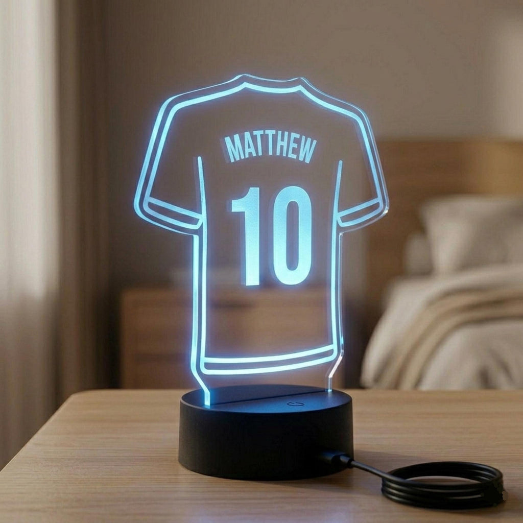 Custom Name Jersey LED Lamp, Personalized Sports Night Light, Bedroom Decor