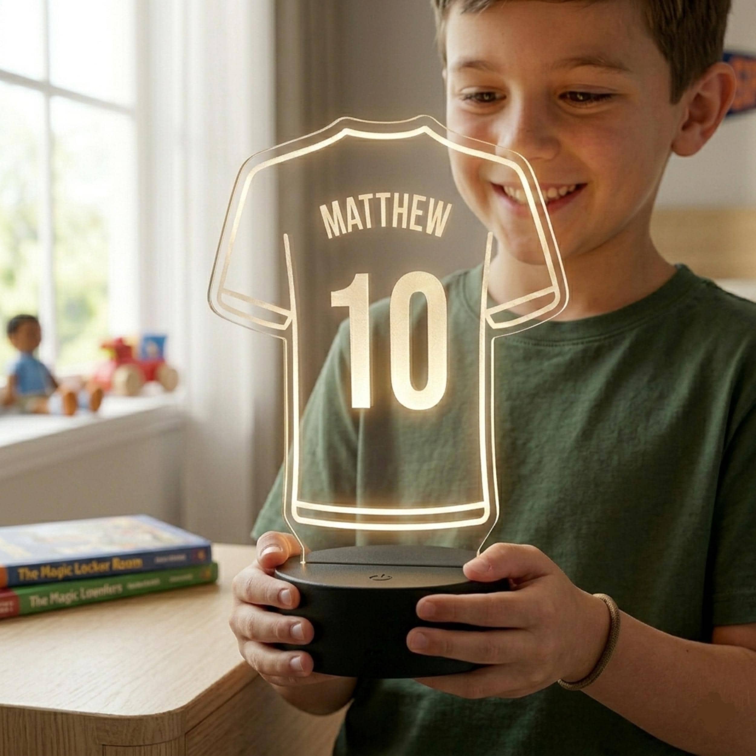 Custom Name Jersey LED Lamp, Personalized Sports Night Light, Bedroom Decor