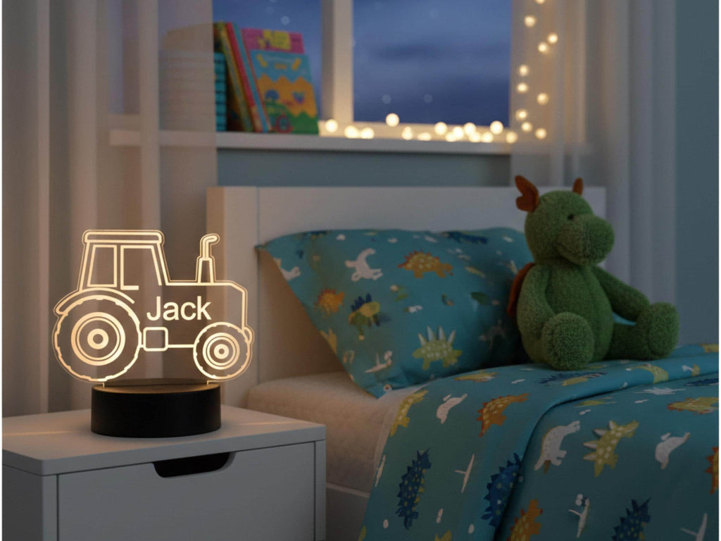 Personalized Tractor Night Light – Custom Kids Bedroom Decor