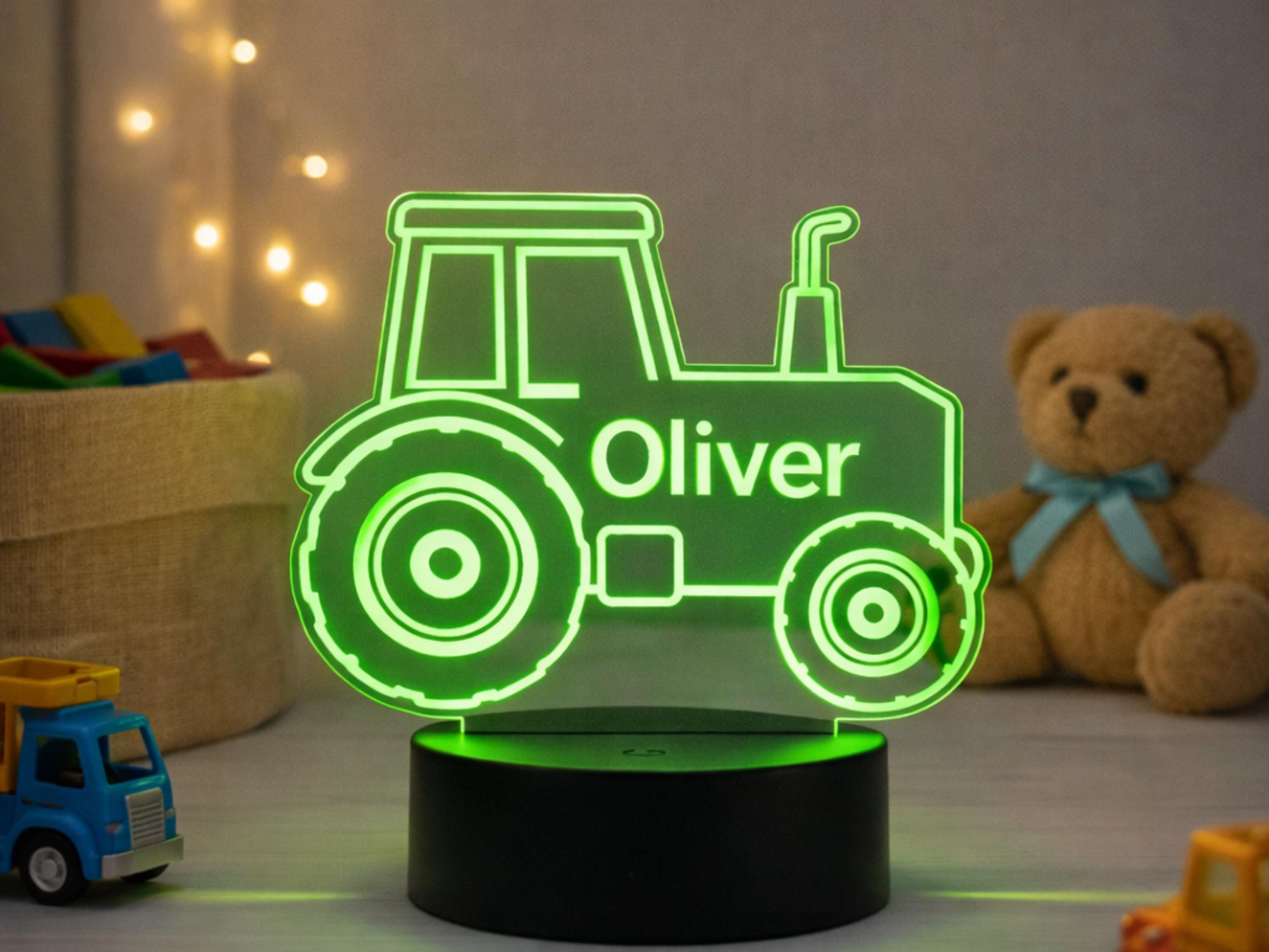 Personalized Tractor Night Light – Custom Kids Bedroom Decor