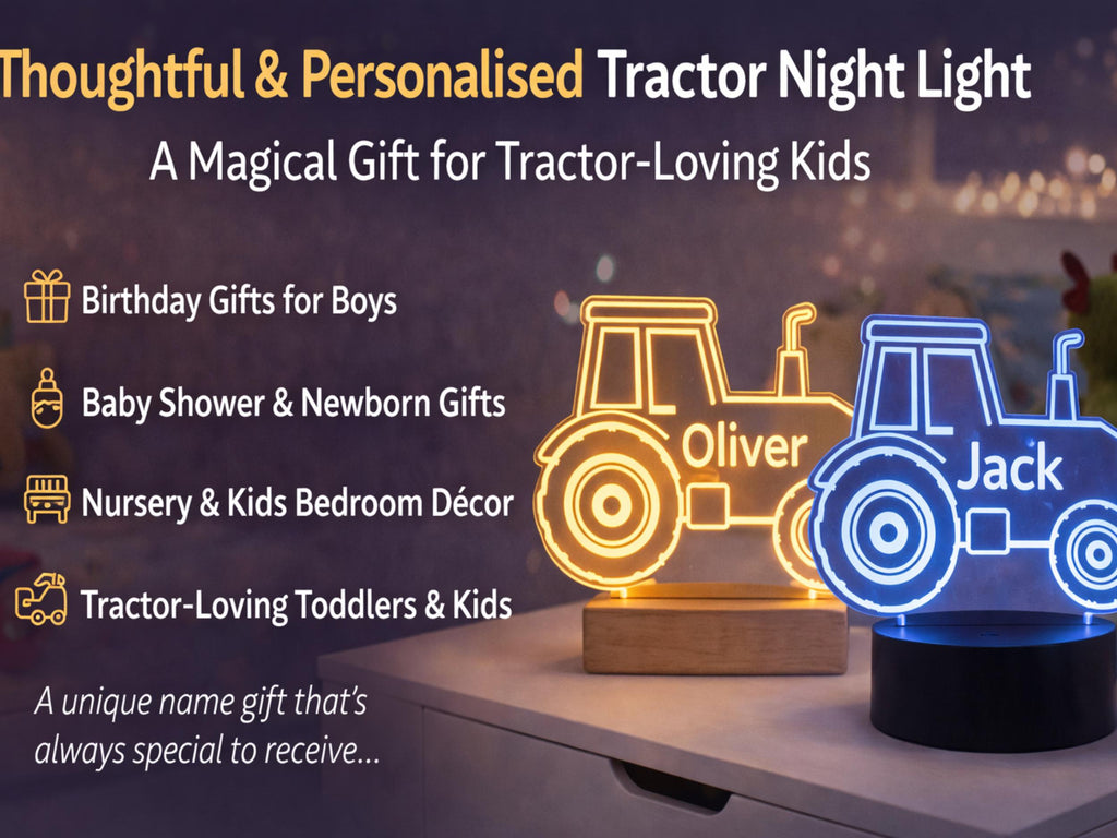 Personalized Tractor Night Light – Custom Kids Bedroom Decor