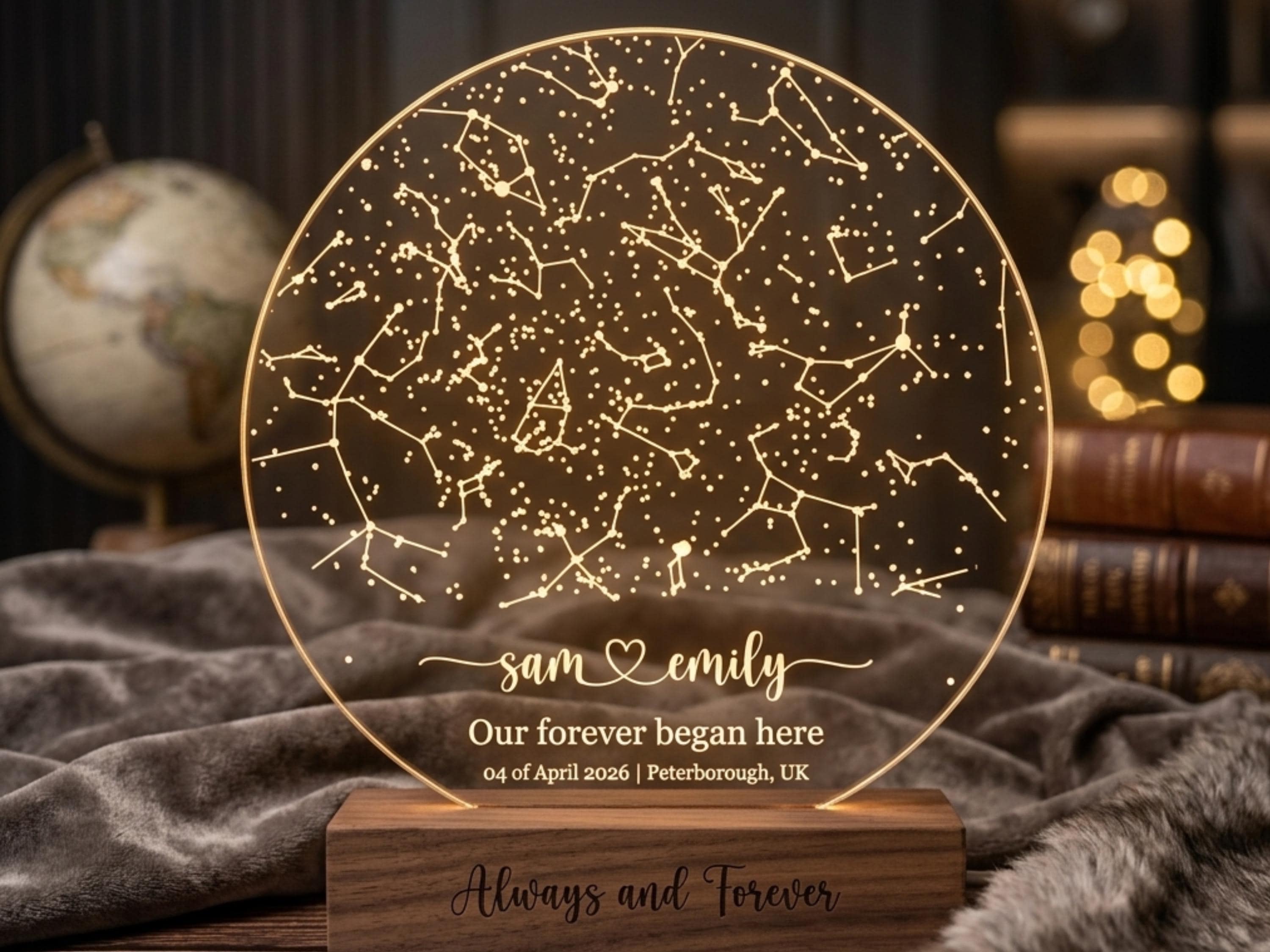 Personalised Star Map Night Light – Custom Constellation Anniversary Gift