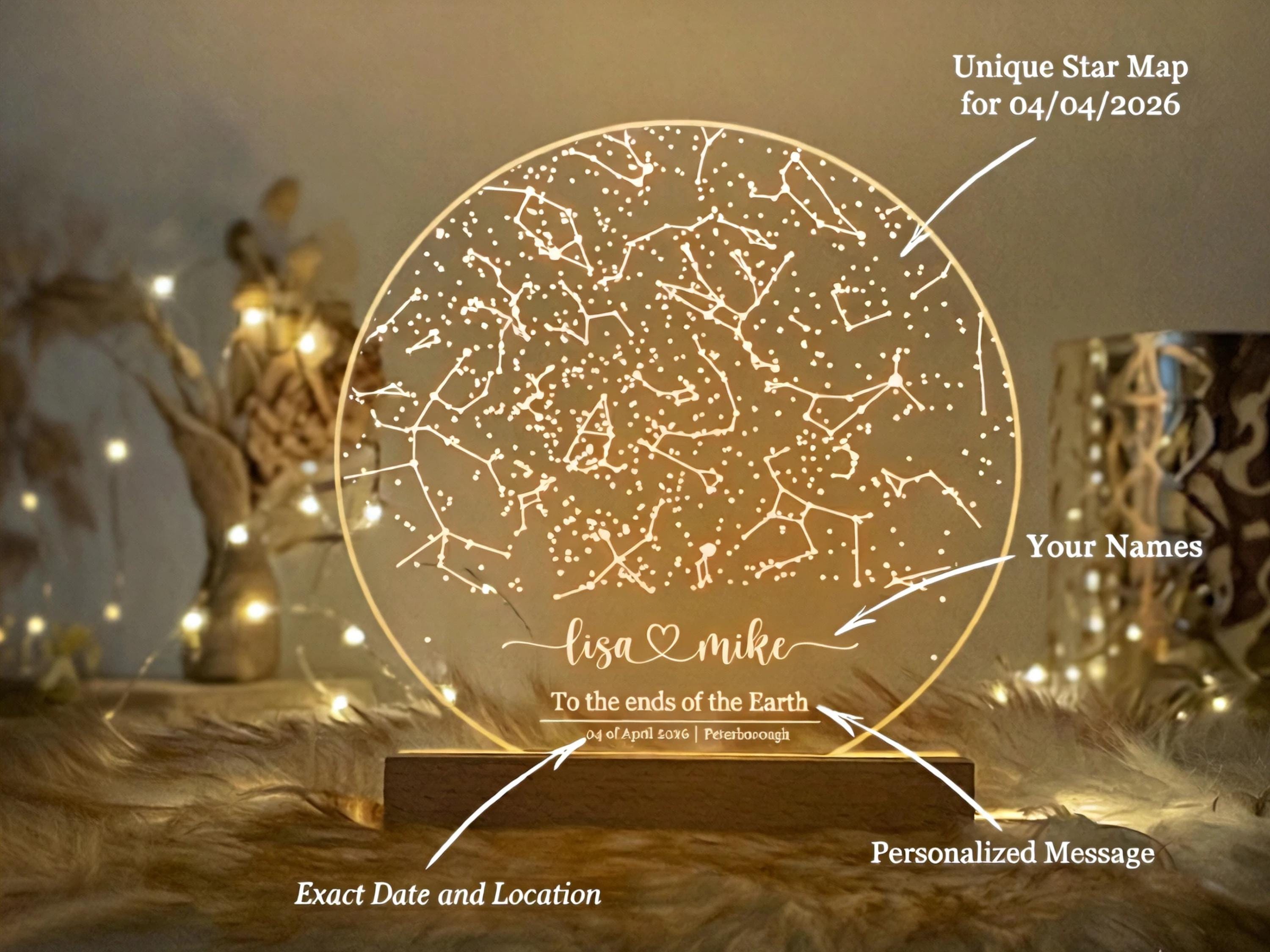 Personalised Star Map Night Light – Custom Constellation Anniversary Gift