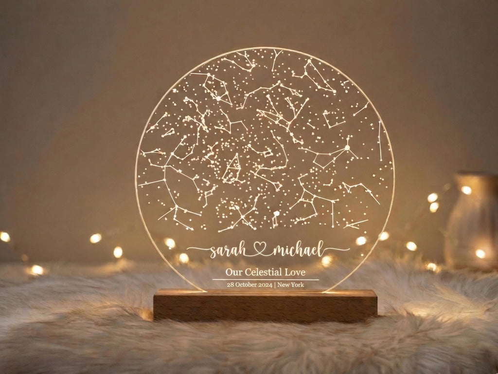 Personalised Star Map Night Light – Custom Constellation Anniversary Gift