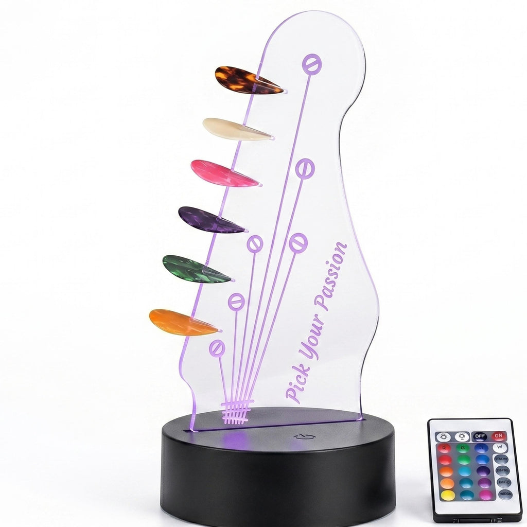 LED Guitar Pick Holder Lamp, Acrylic Display for Musicians