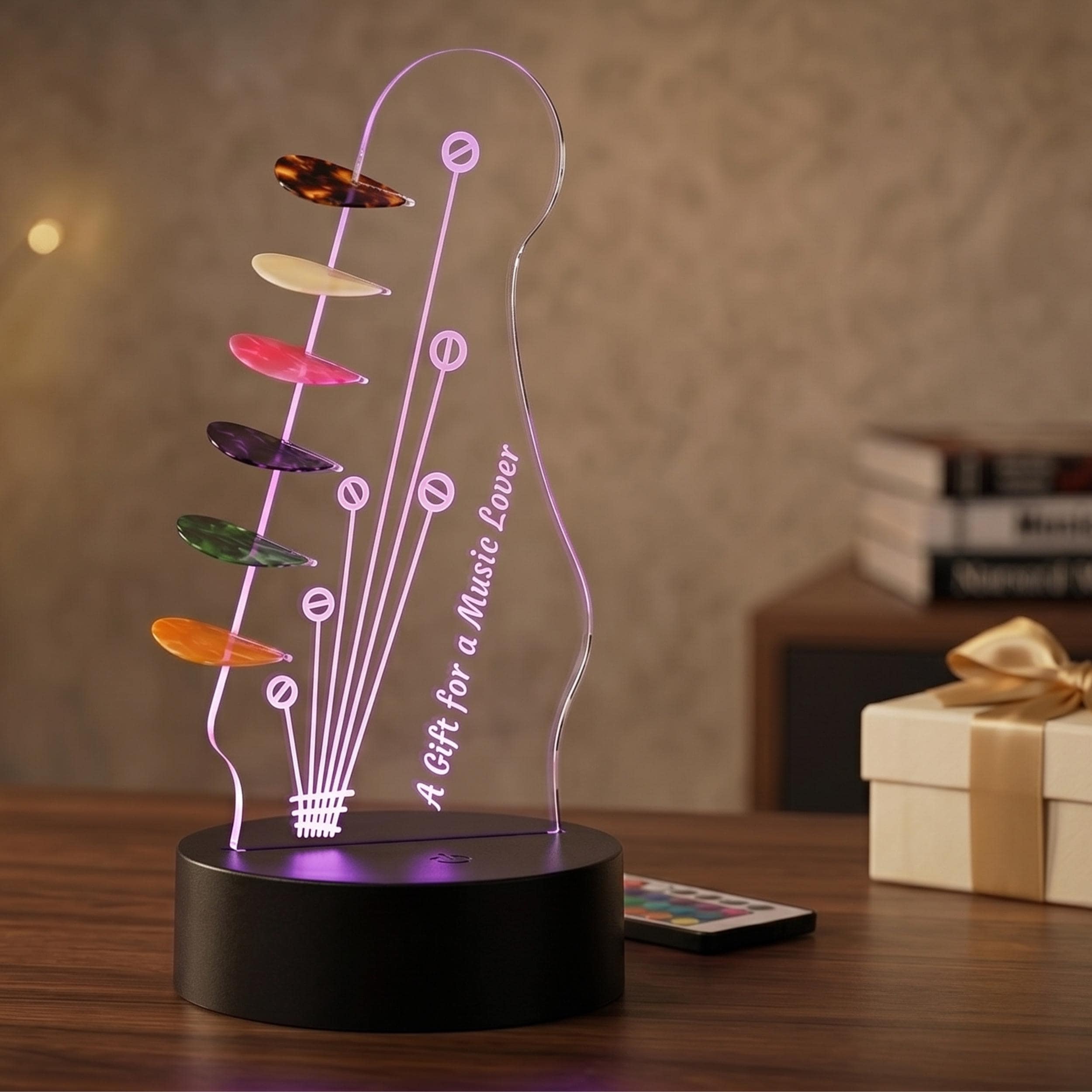 LED Guitar Pick Holder Lamp, Acrylic Display for Musicians