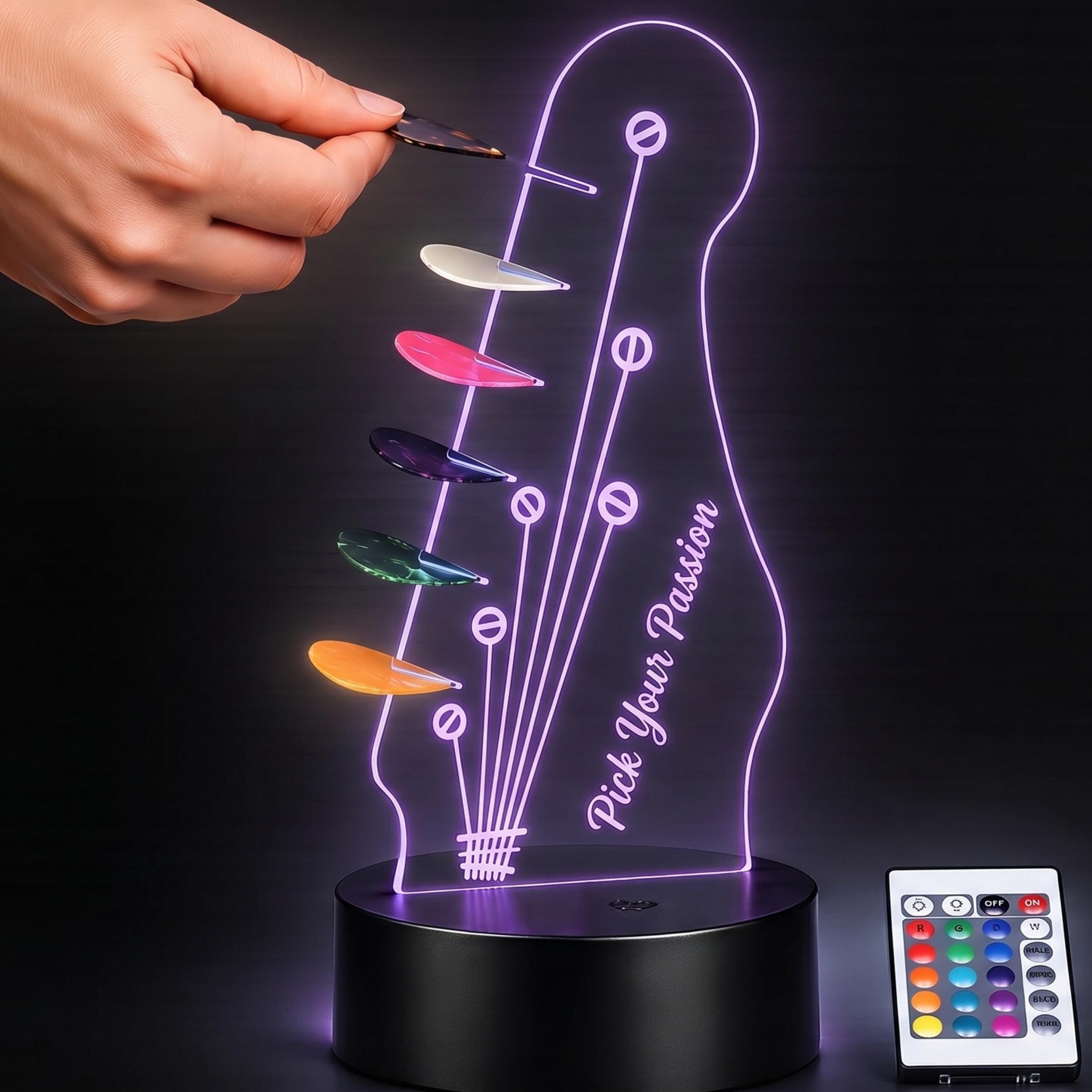 LED Guitar Pick Holder Lamp, Acrylic Display for Musicians