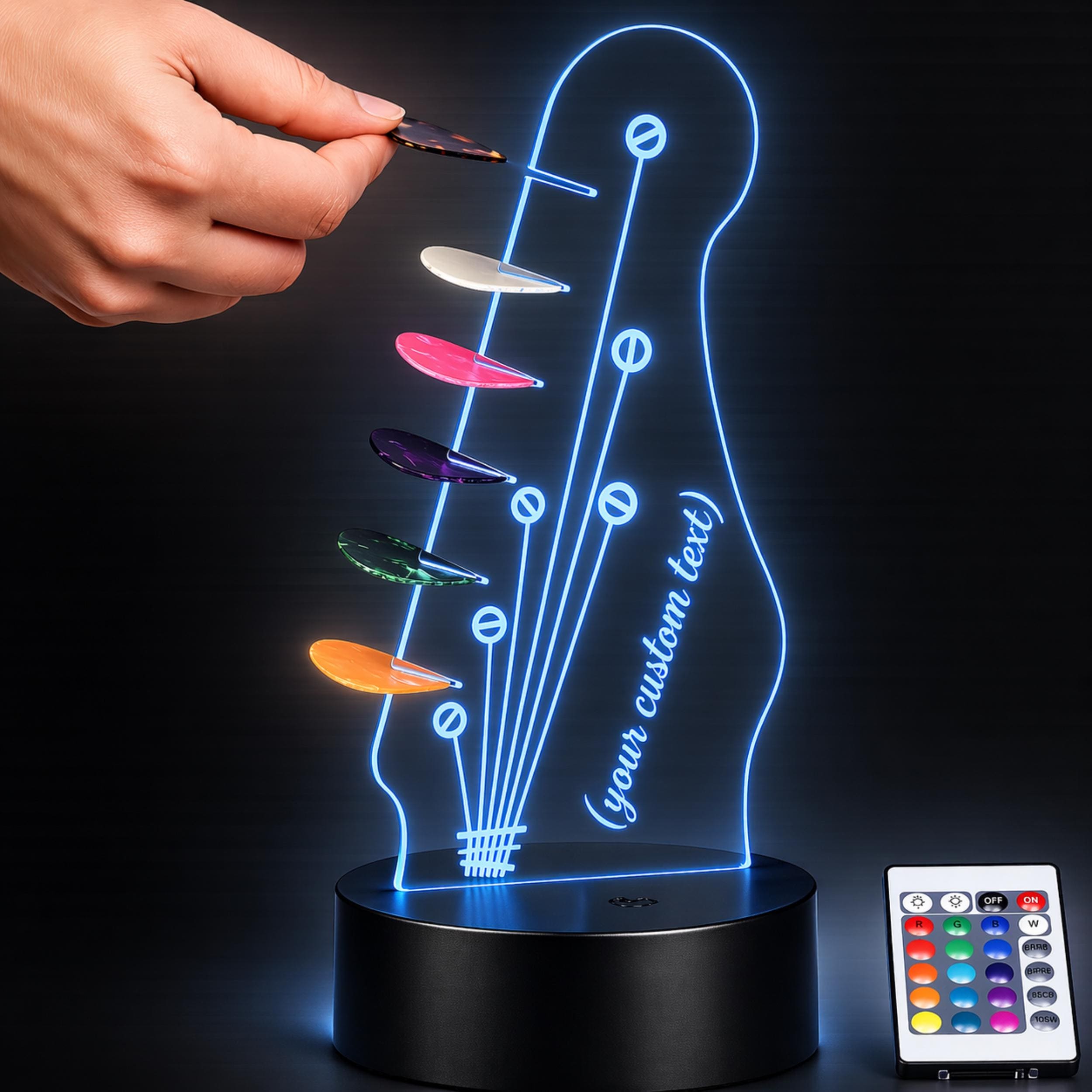 LED Guitar Pick Holder Lamp, Acrylic Display for Musicians