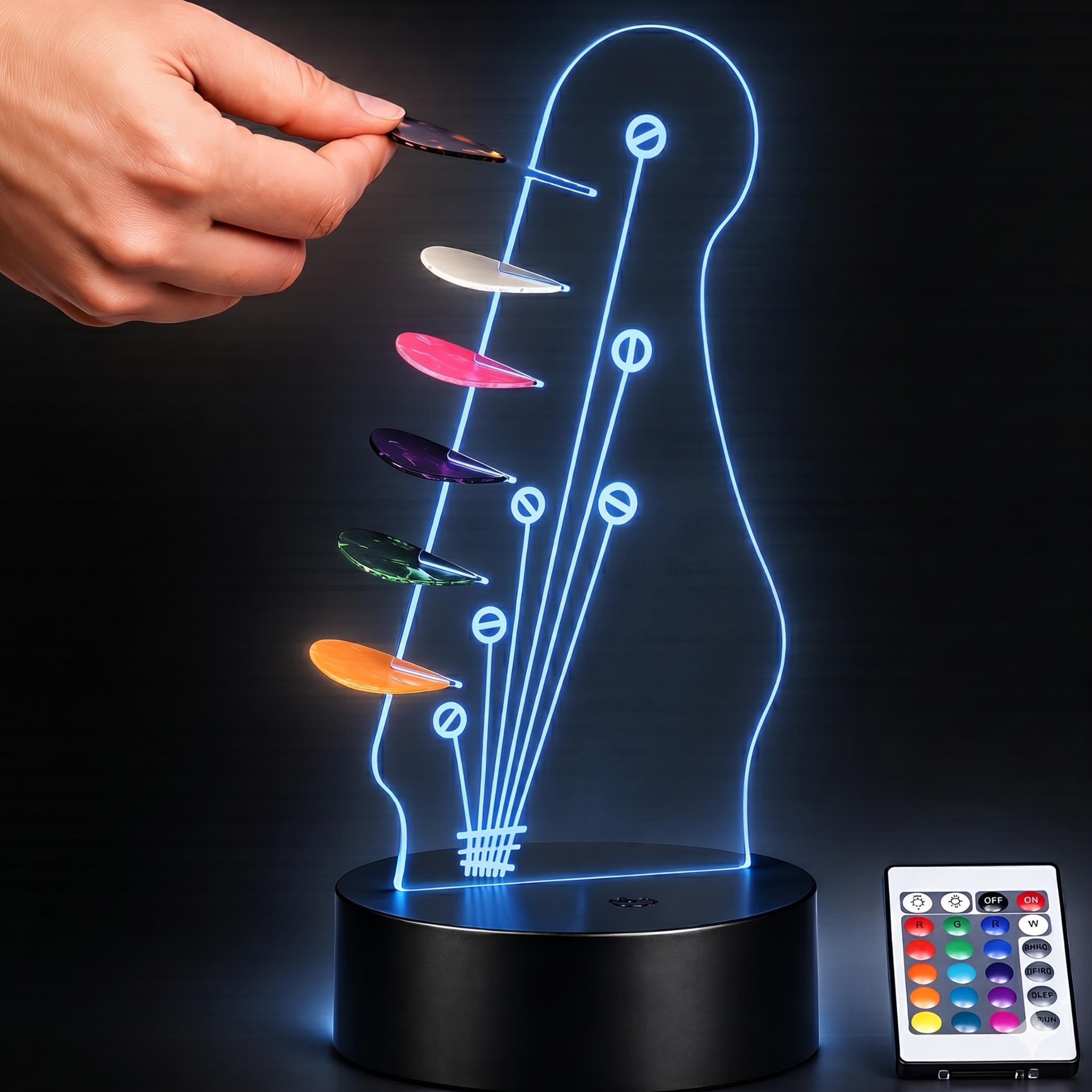 LED Guitar Pick Holder Lamp, Acrylic Display for Musicians