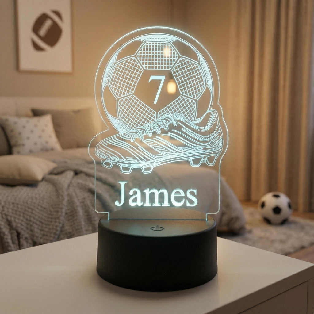 Football LED Lamp for Kids, Custom Name Soccer Light, Boys Bedroom Decor, Football Gift, Kids Bedside Lamp