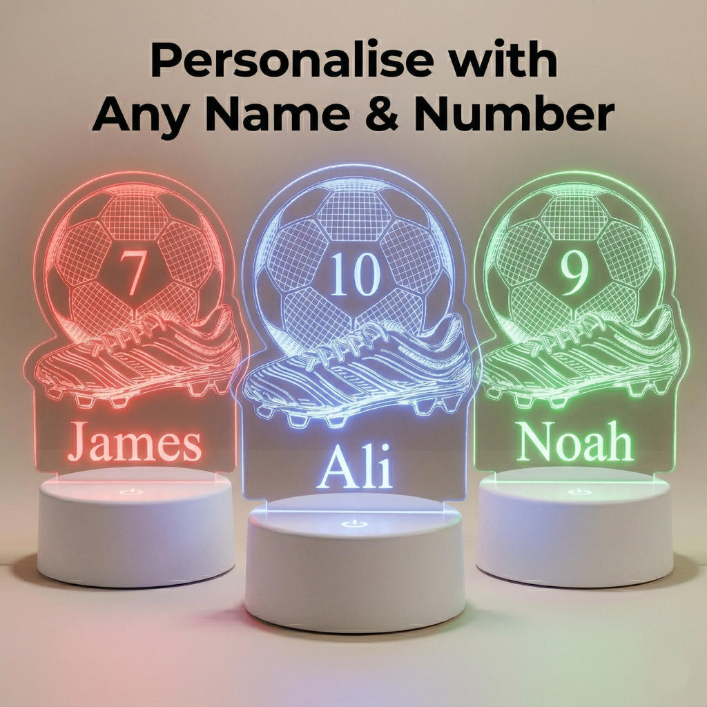 Football LED Lamp for Kids, Custom Name Soccer Light, Boys Bedroom Decor, Football Gift, Kids Bedside Lamp
