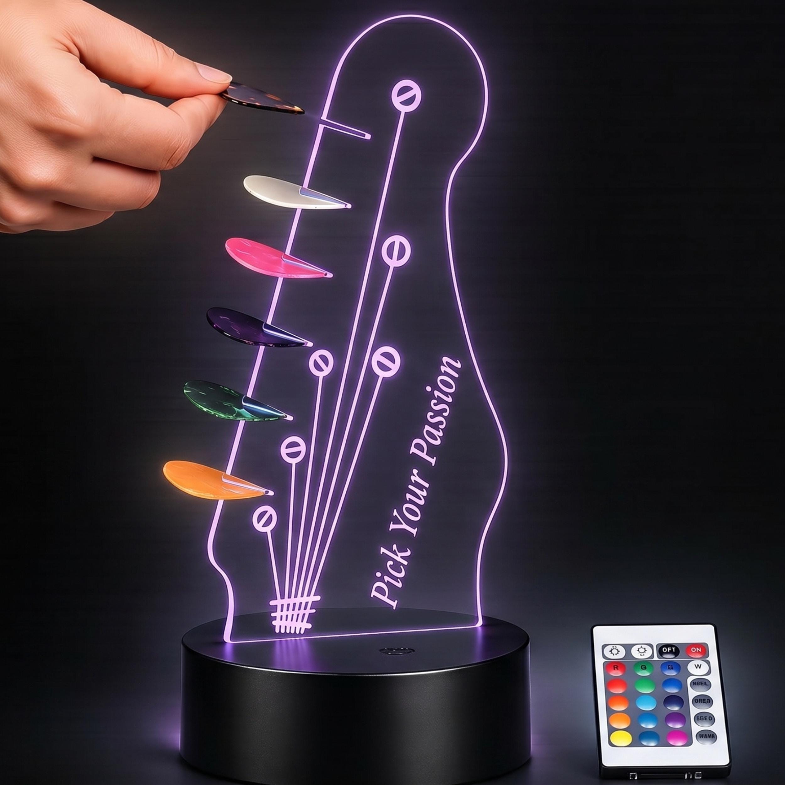 LED Guitar Pick Holder Lamp, Acrylic Display for Musicians
