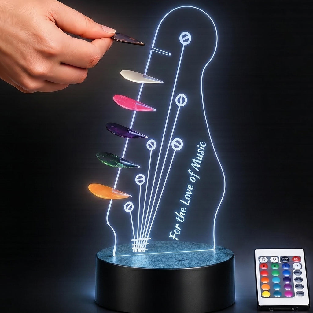 LED Guitar Pick Holder Lamp, Acrylic Display for Musicians