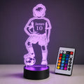 Personalised 3D Footballer LED Lamp, Custom Name Boys Bedroom Light, Remote Control Night Light