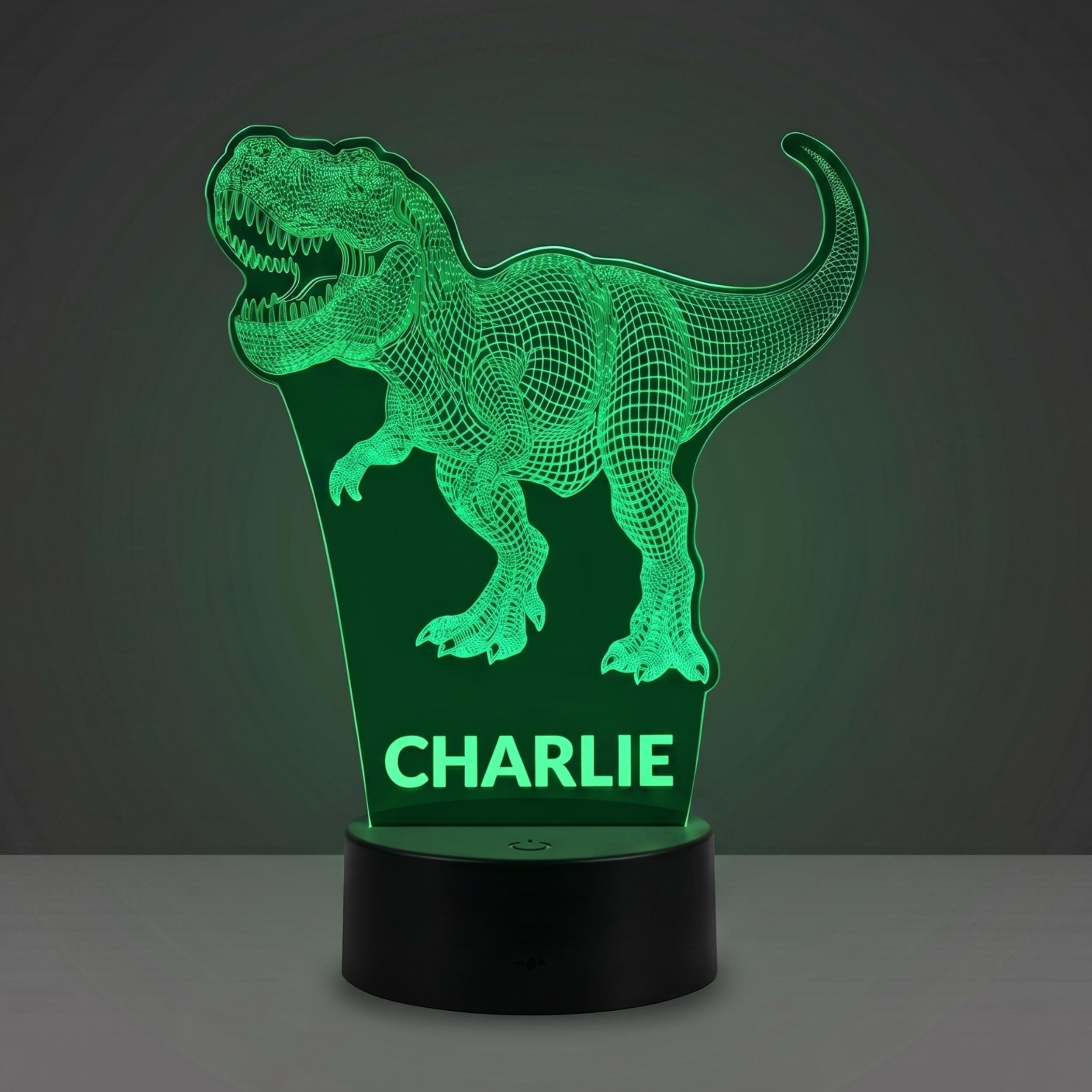 Personalised T-Rex Night Light – Custom Name LED Lamp, Dinosaur Bedroom Decor