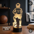 Personalised Footballer Night Light, 3D LED Illusion Lamp, Custom Name Boys Bedroom Light