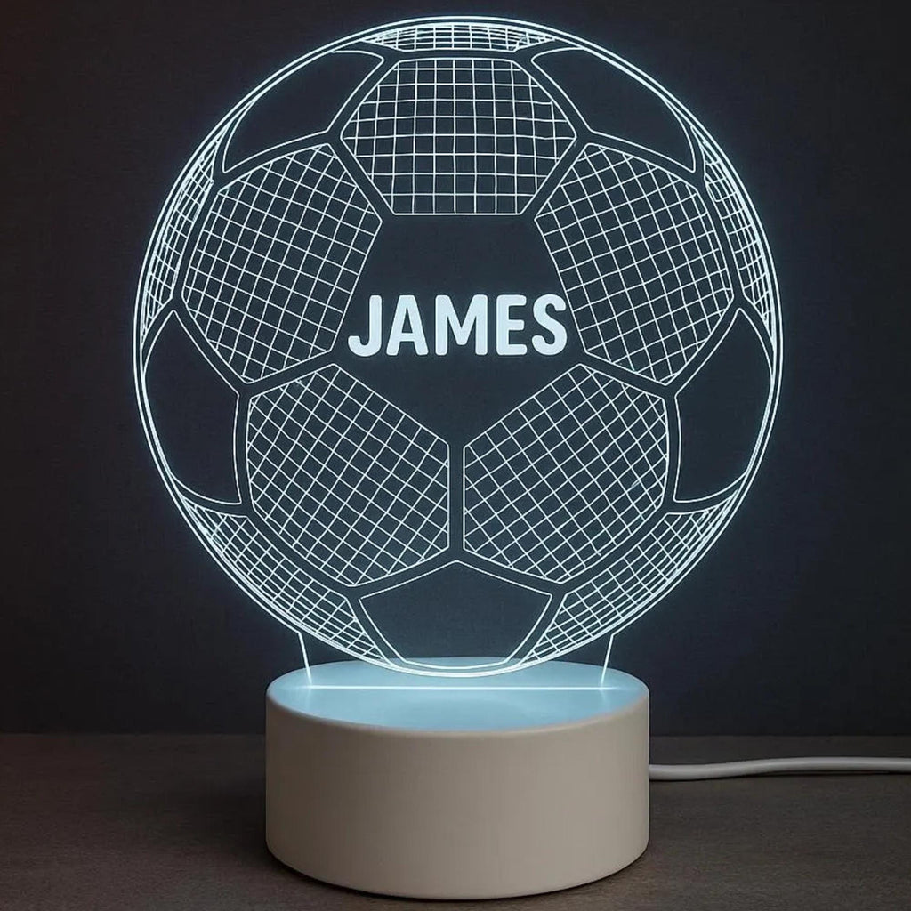 Personalised Football Lamp – Custom Name LED Soccer Night Light, Boys Bedroom Decor, Birthday Gift, Kids Room Decor