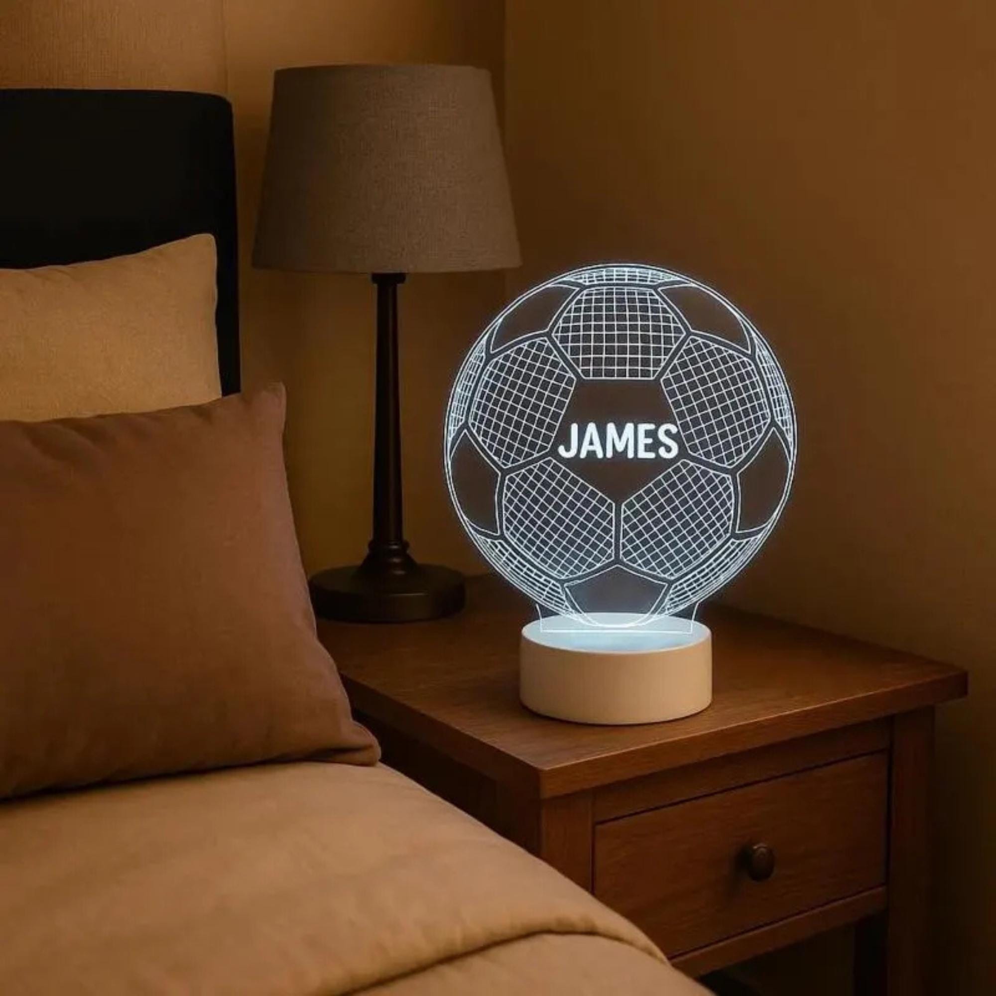 Personalised Football Lamp, Custom Name LED Soccer Night Light, Football Gifts for Boys, Boys Bedroom Decor, Sports Fan Present, Kids Lamp