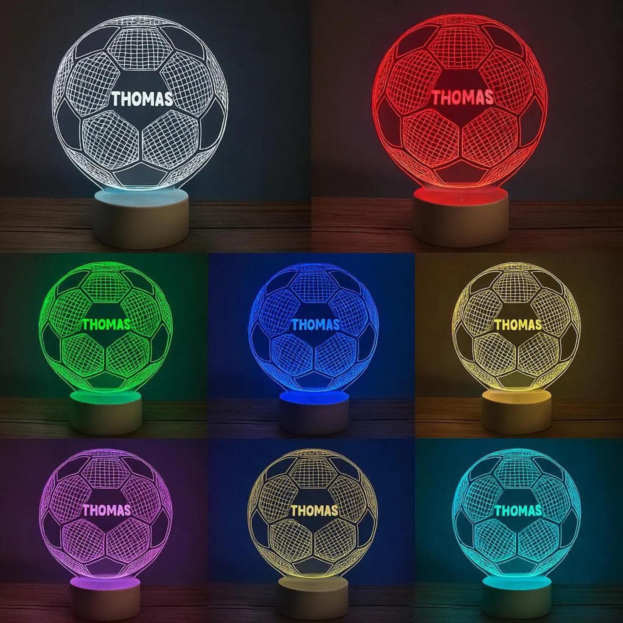 Personalised Football Lamp, Custom Name LED Soccer Night Light, Football Gifts for Boys, Boys Bedroom Decor, Sports Fan Present, Kids Lamp