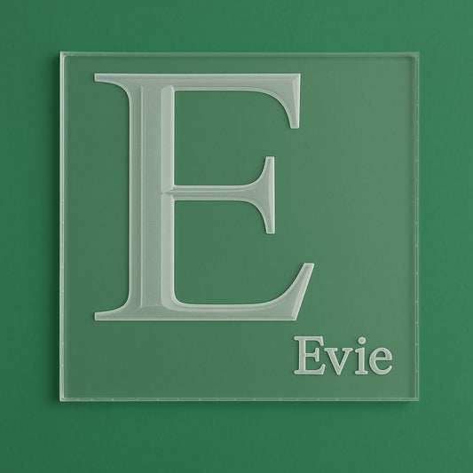 Custom Initial Name Coaster – Laser Engraved Glass Look Acrylic – Personalised Gift for Home, Wedding, Birthday, Office Desk