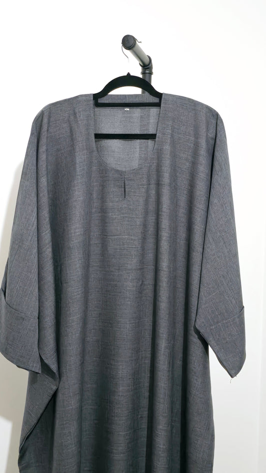 Women's Gray Butterfly Abaya | Elegant loose-fit design | Premium Lightweight Fabric | Modest & Stylish Wear with Matching Scarf